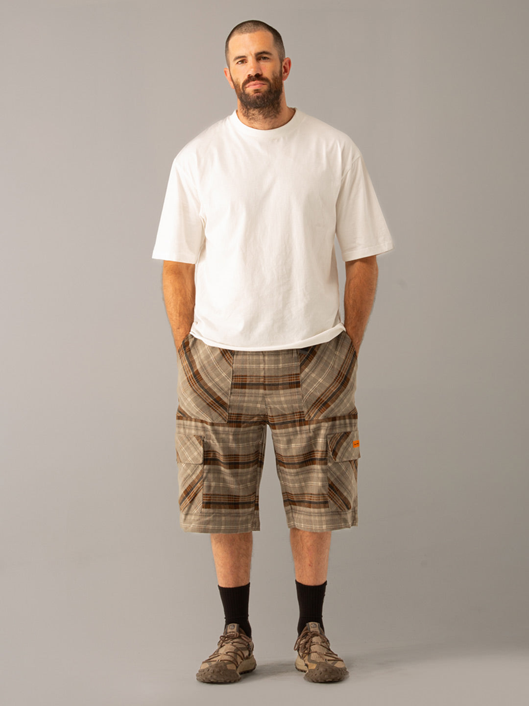 Plaid Runner Cargo Shorts