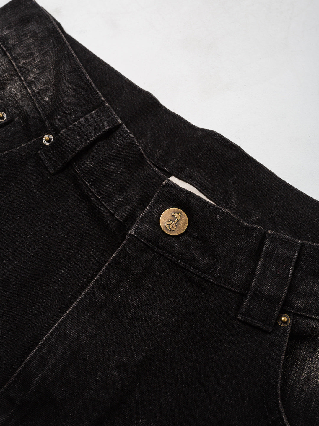 Cursive Washed Denim Jeans