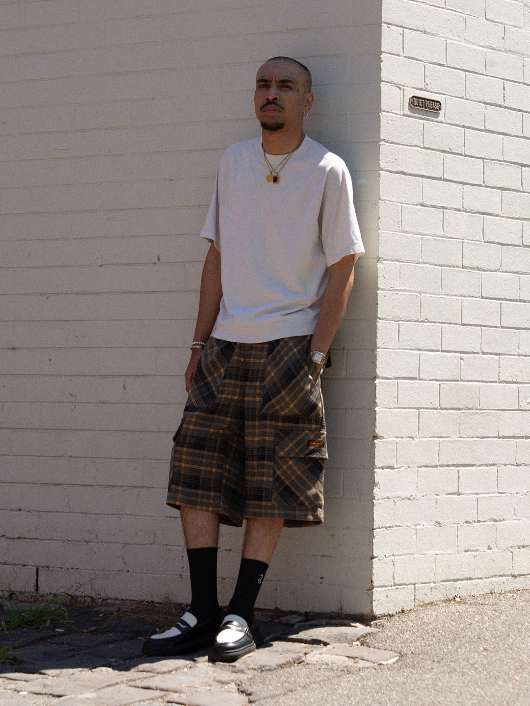 Plaid Runner Cargo Shorts