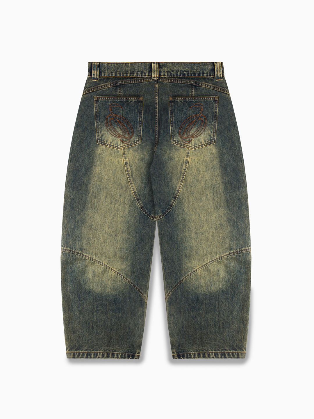 Cursive Washed Denim Jeans