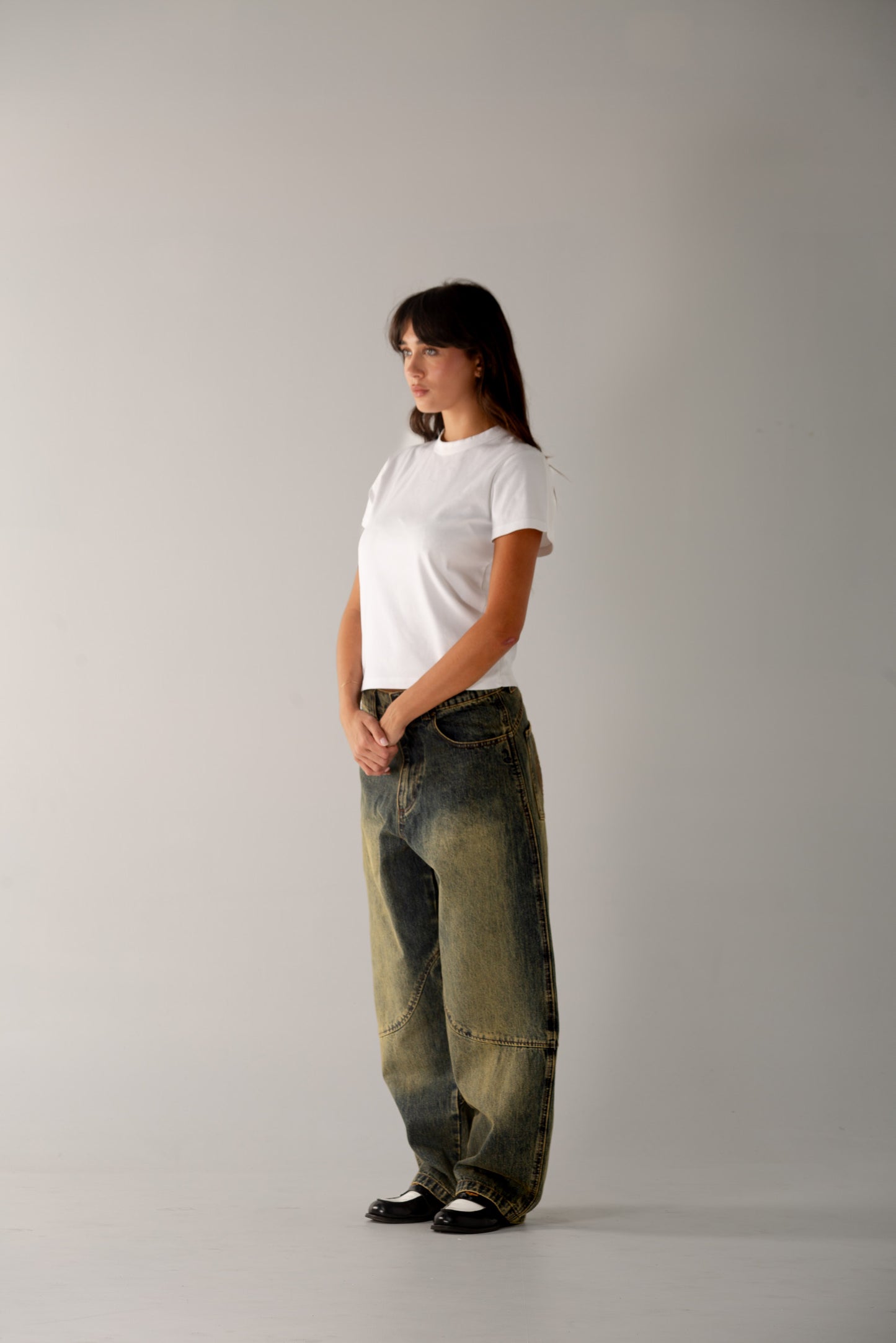 Cursive Washed Denim Jeans