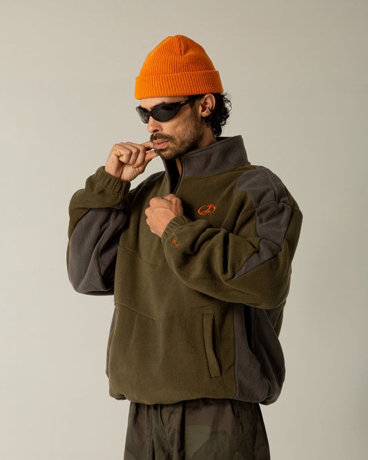 Trekker Polar Fleece Quarter Zip (Charcoal / Olive)