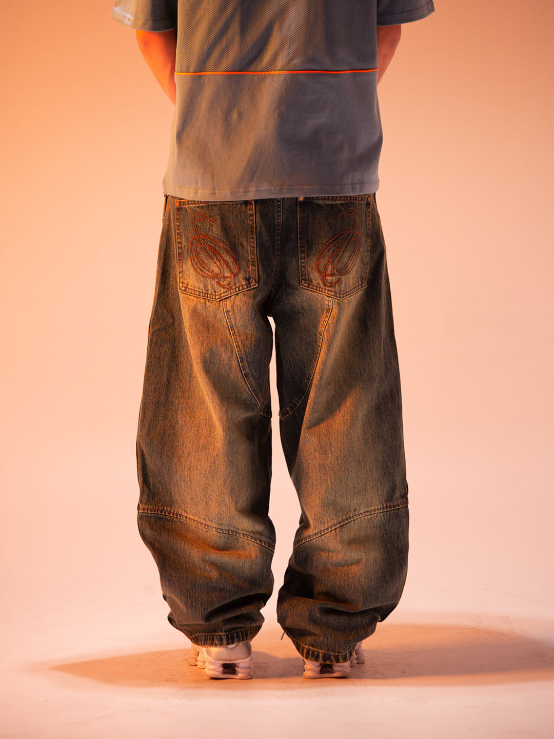 Cursive Washed Denim Jeans