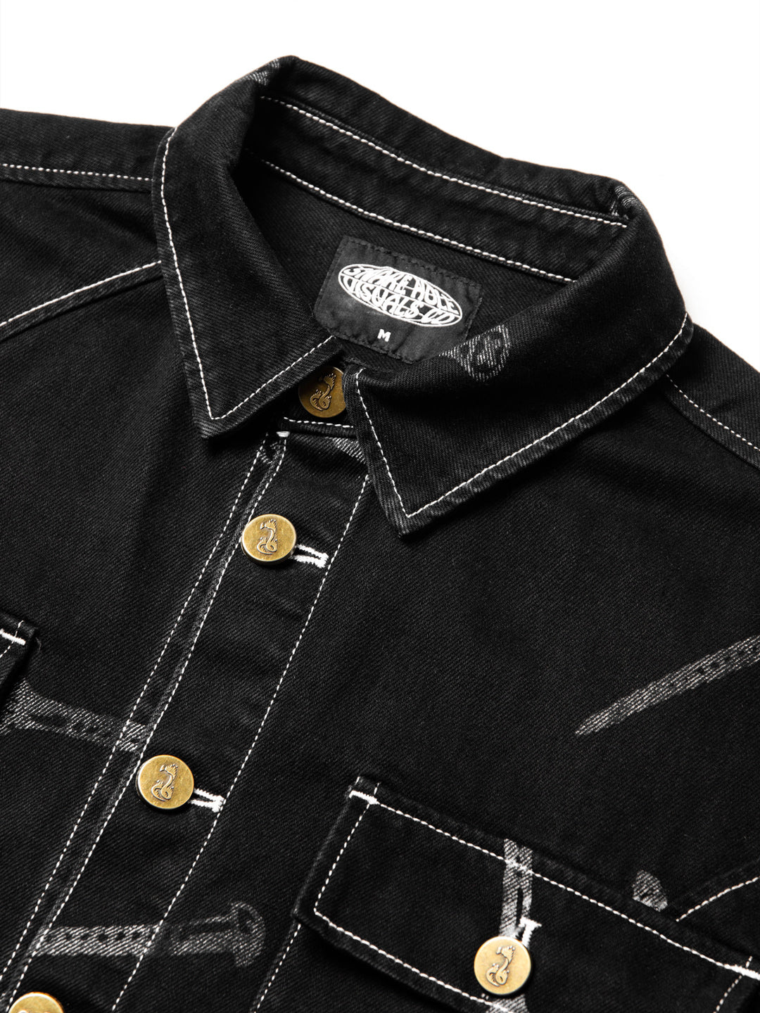 Black denim outlet jacket gold buttons